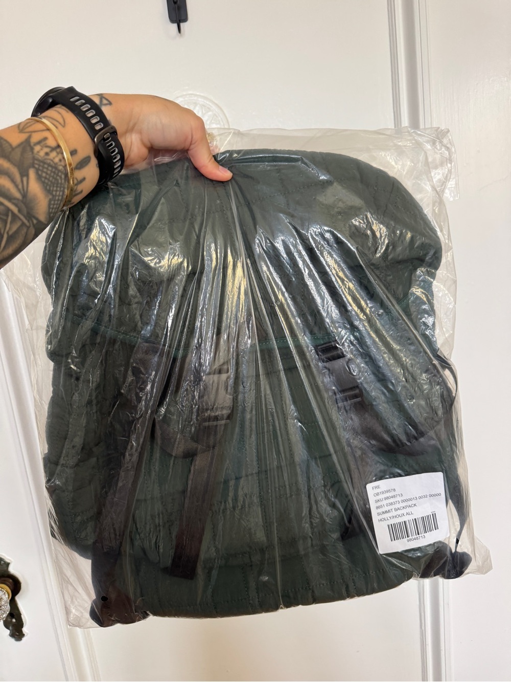 FREE PEOPLE Quilted Dark Green Rucksack Backpack - Picture 4 of 6